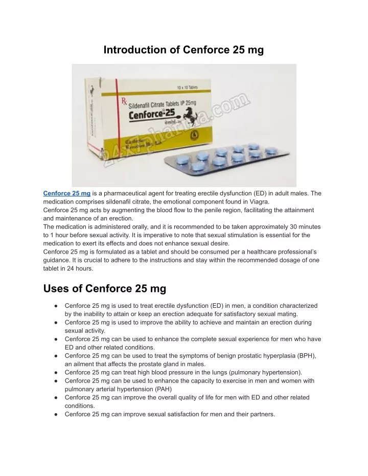 introduction of cenforce 25 mg