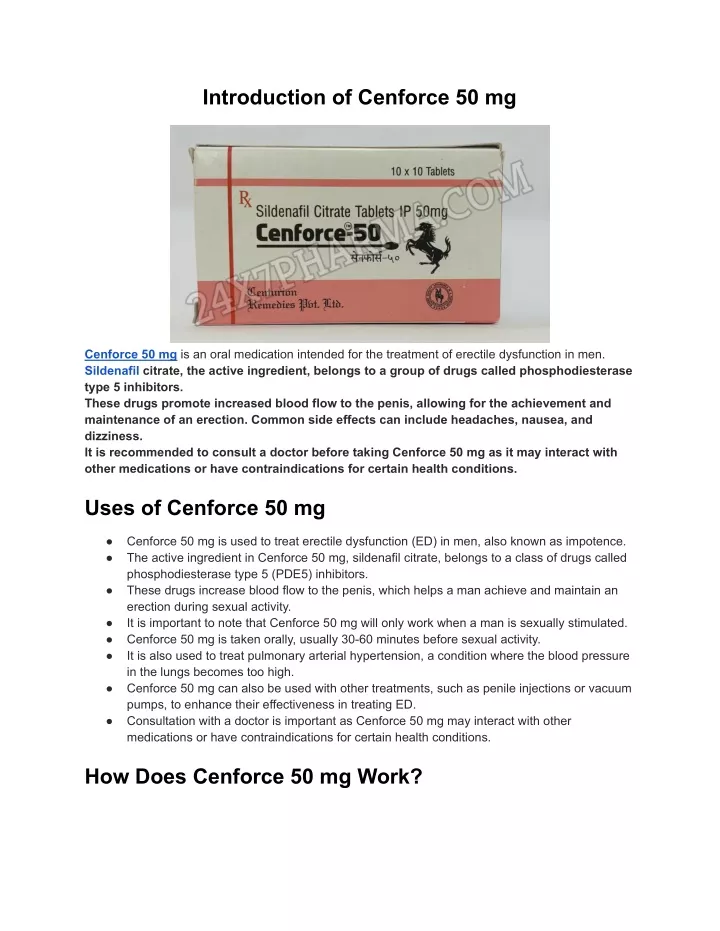 introduction of cenforce 50 mg