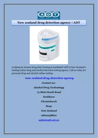New zealand drug detection agency | ADT