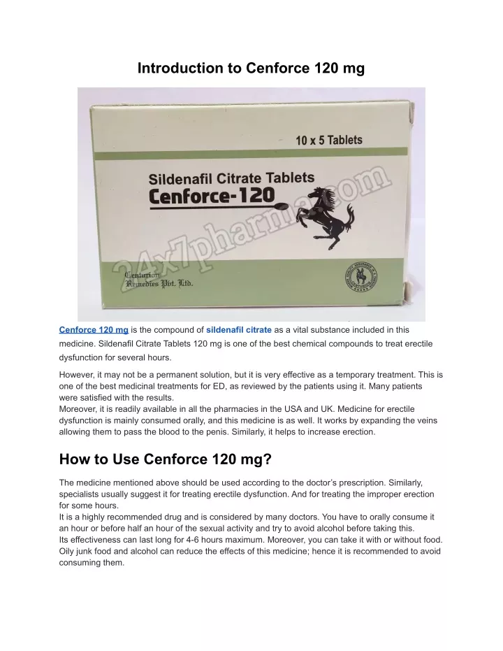 introduction to cenforce 120 mg