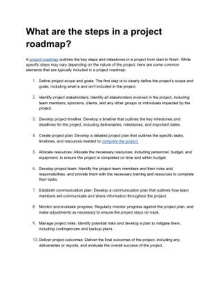 What are the steps in a project roadmap