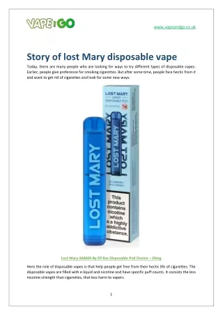 Story of lost mary disposable vapes