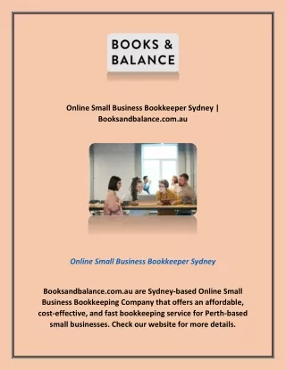 Online Small Business Bookkeeper Sydney | Booksandbalance.com.au