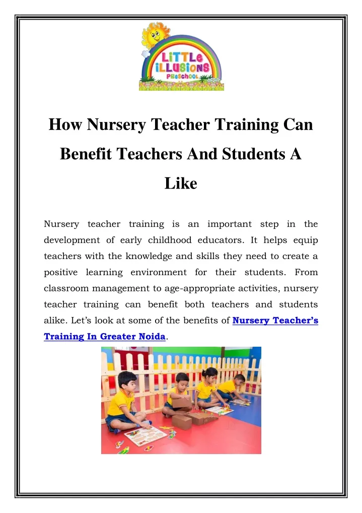 how nursery teacher training can