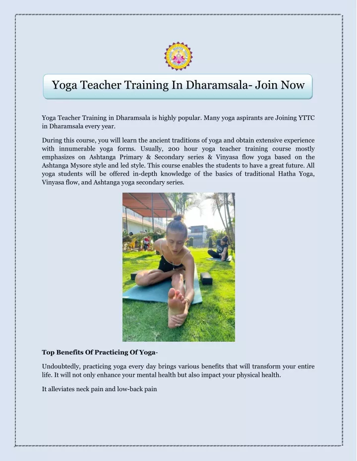 yoga teacher training in dharamsala join now