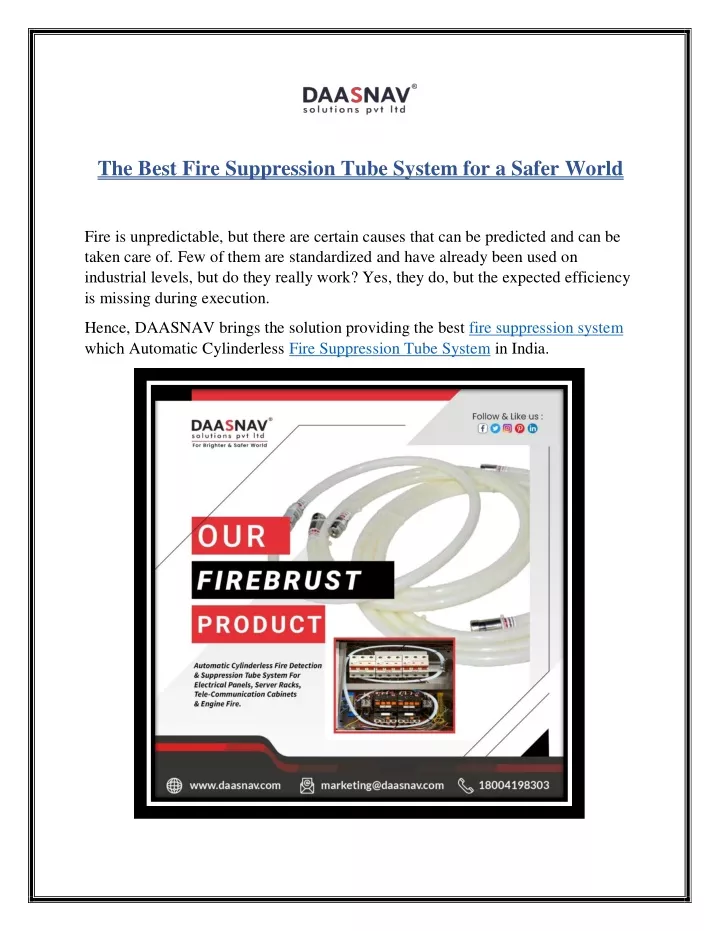 the best fire suppression tube system for a safer