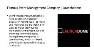 Famous Event Management Company | Launchdome