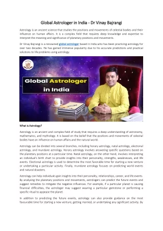 Global Astrologer in India
