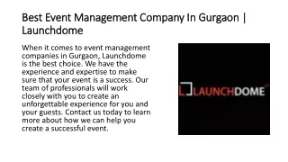 Best Event Management Company In Gurgaon | Launchdome