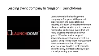 Leading Event Company In Gurgaon | Launchdome