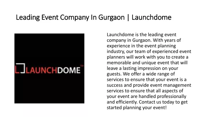 leading event company in gurgaon launchdome