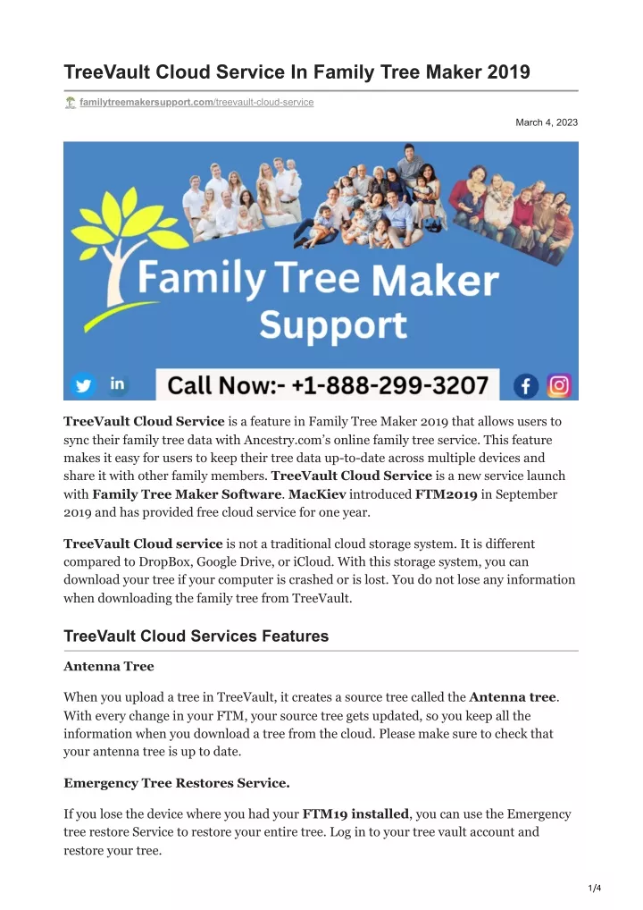 treevault cloud service in family tree maker 2019