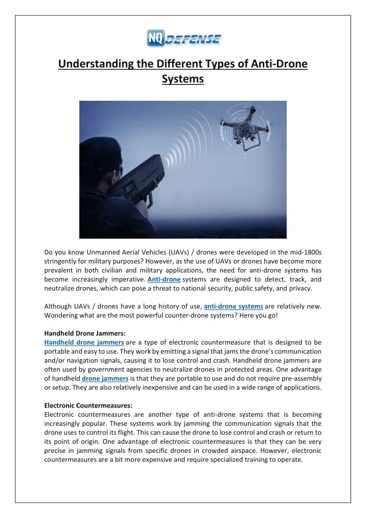 understanding the different types of anti drone