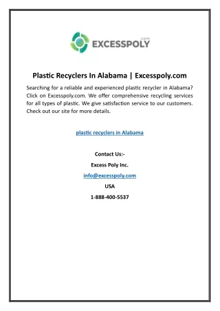 Plastic Recyclers In Alabama | Excesspoly.com