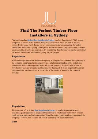 Timber Flooring Installation Sydney