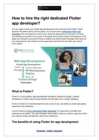 How to hire the right dedicated Flutter app developer