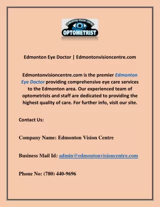 Edmonton Eye Doctor | Edmontonvisioncentre.com