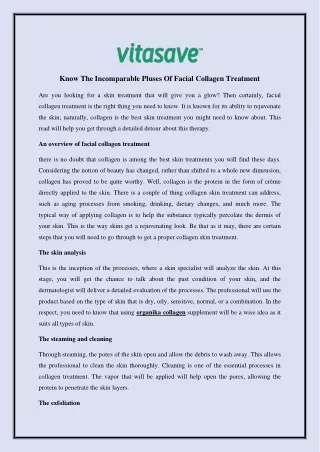 Know The Incomparable Pluses Of Facial Collagen Treatment