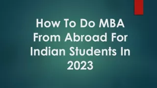 How To Do MBA From Abroad For Indian