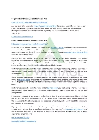 corporate event planning ideas to create a buzz