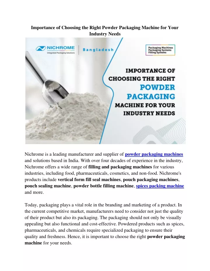 importance of choosing the right powder packaging