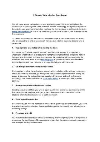 5 steps to write a perfect book report