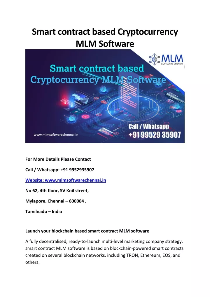 smart contract based cryptocurrency mlm software