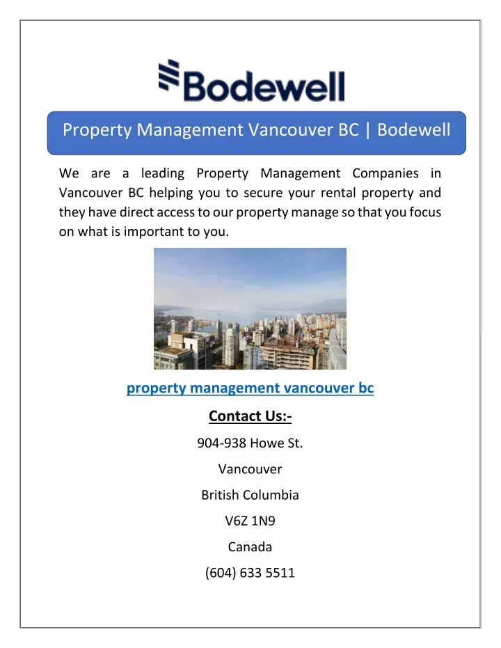 property management vancouver bc bodewell