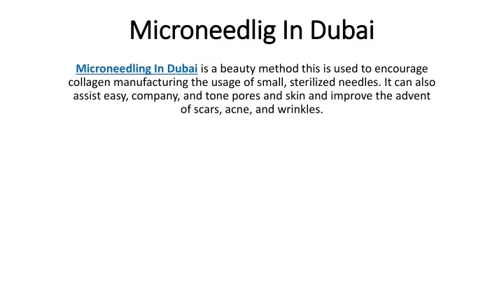 microneedlig in dubai