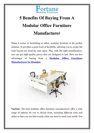 Modular Office Furniture Manufacturer In Mumbai Call- 91-22-22618352