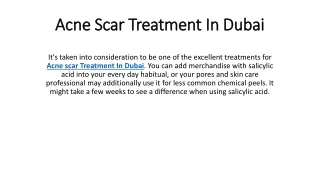 Acne Scar Treatment In Dubai
