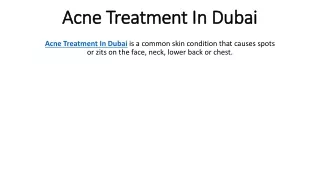 Acne Treatment In Dubai