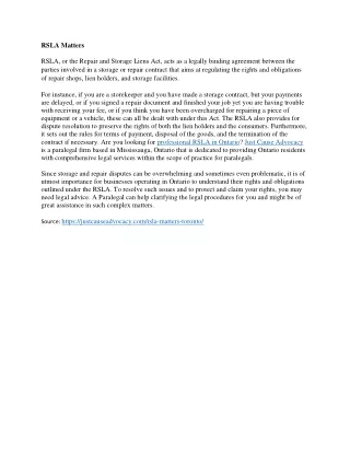 rsla matters