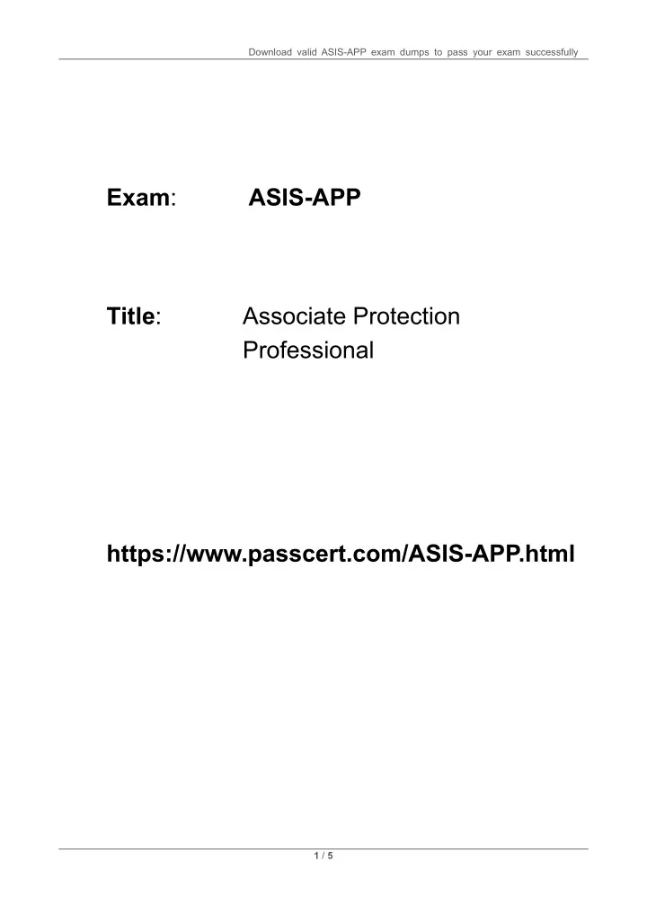download valid asis app exam dumps to pass your