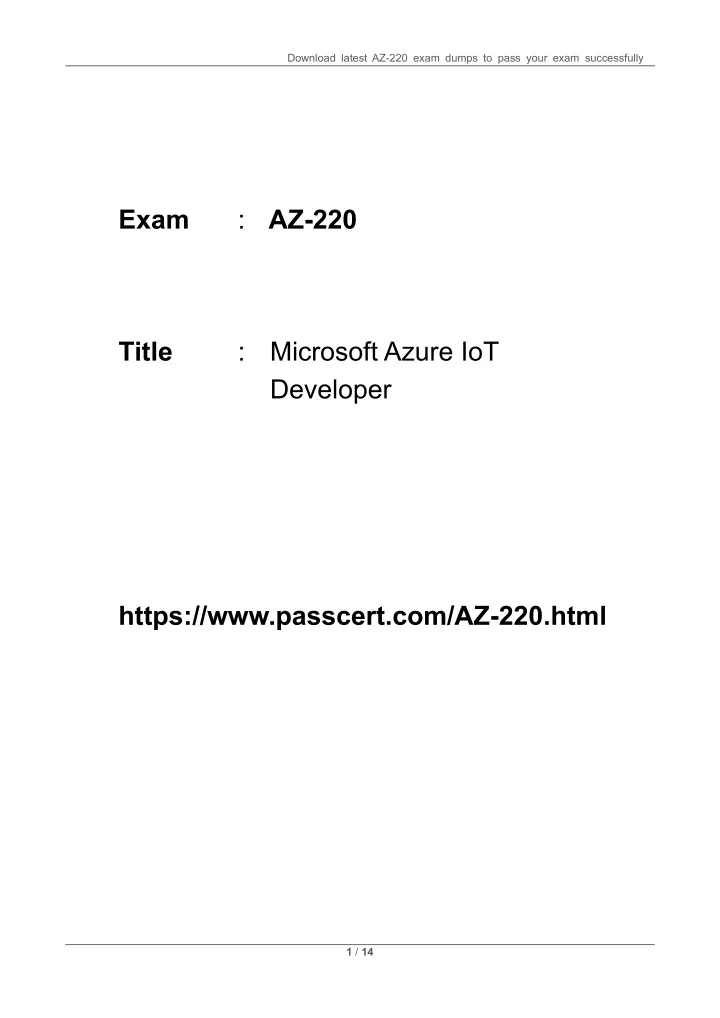 download latest az 220 exam dumps to pass your