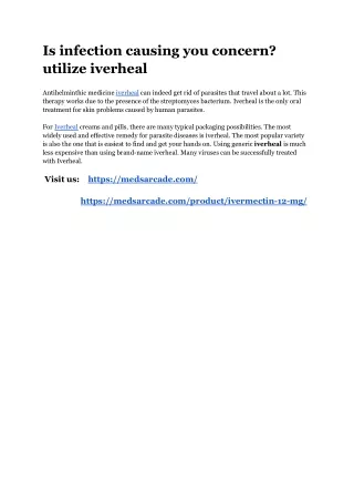 is infection causing you concern utilize iverheal