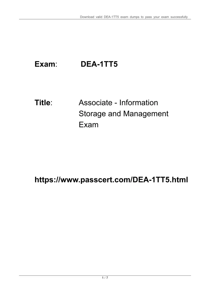 download valid dea 1tt5 exam dumps to pass your