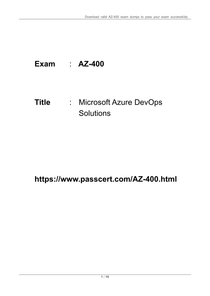 download valid az 400 exam dumps to pass your