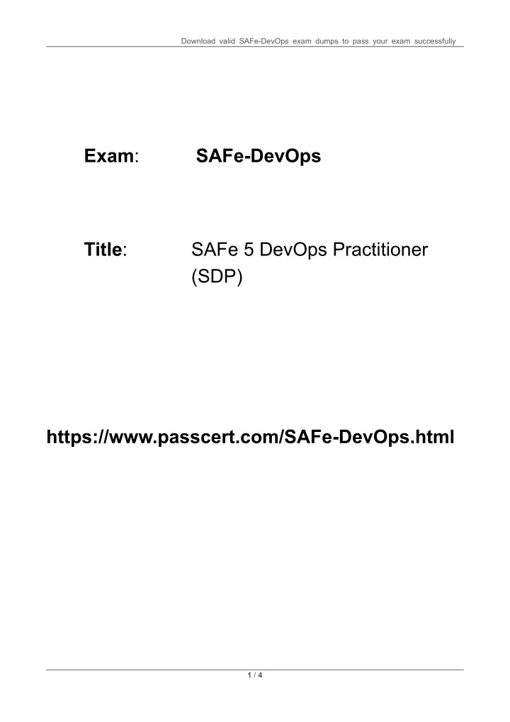 download valid safe devops exam dumps to pass