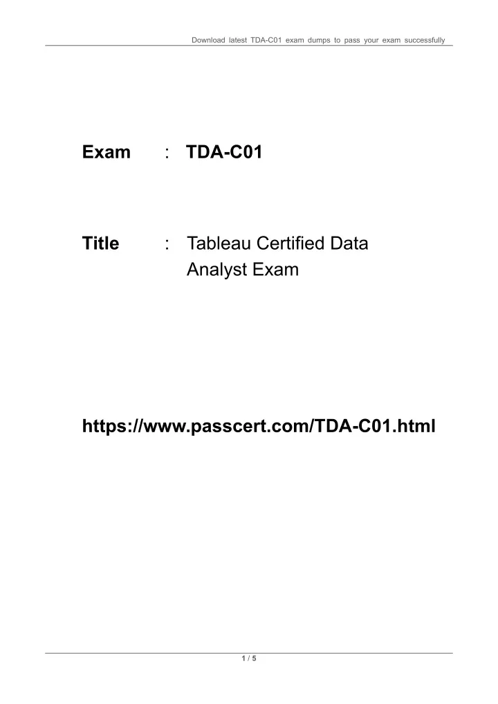 download latest tda c01 exam dumps to pass your