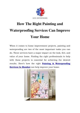Painting & Waterproofing Services In Mumbai Call-9920529961