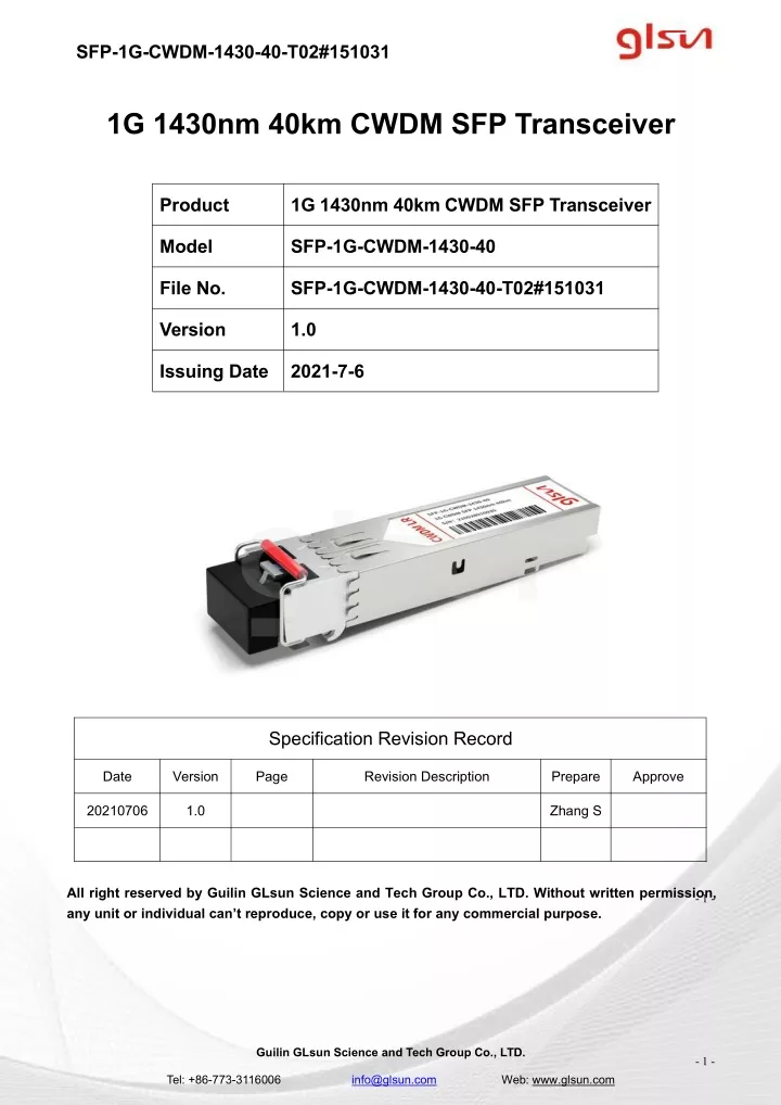 sfp 1g cwdm 1430 40 t02 151031