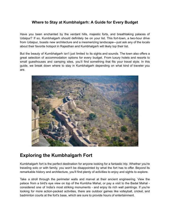 where to stay at kumbhalgarh a guide for every