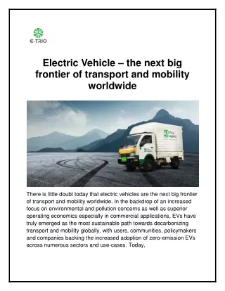 Electric Vehicle Manufacturers in India - Etrio