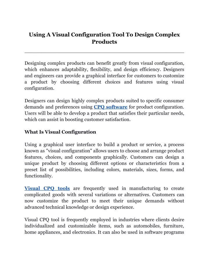 using a visual configuration tool to design