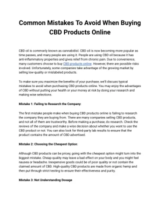 Common Mistakes To Avoid When Buying CBD Products Online