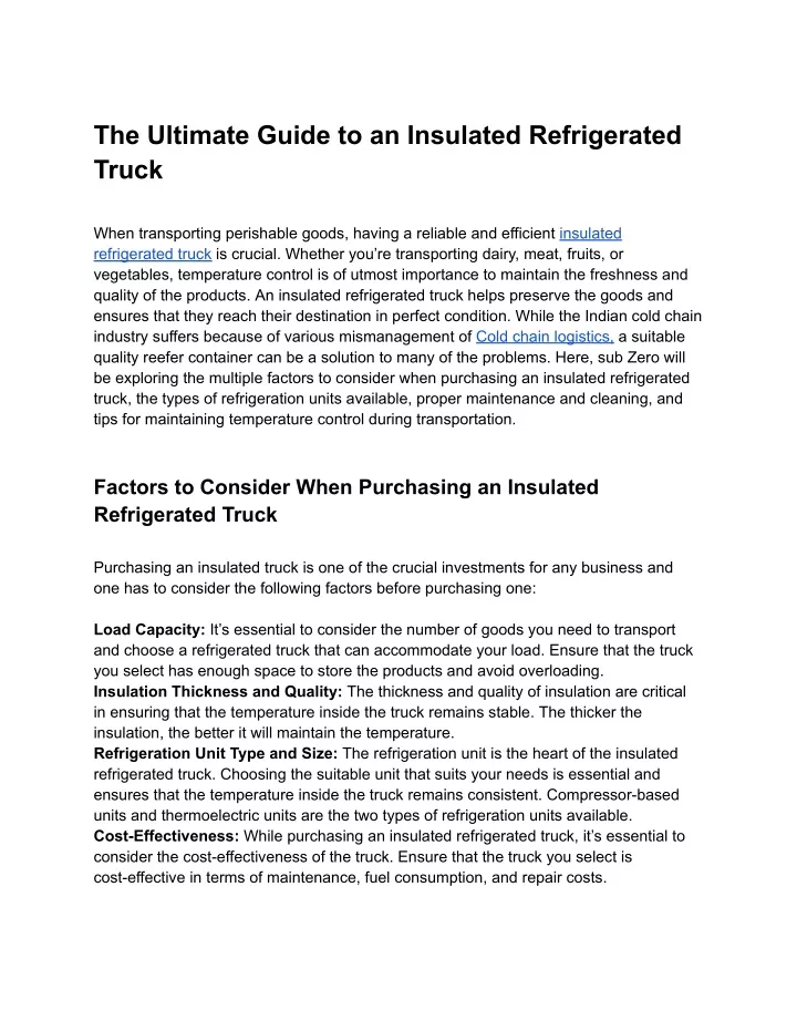 the ultimate guide to an insulated refrigerated