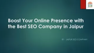 Boost Your Online Presence with the Best SEO Company in Jaipur