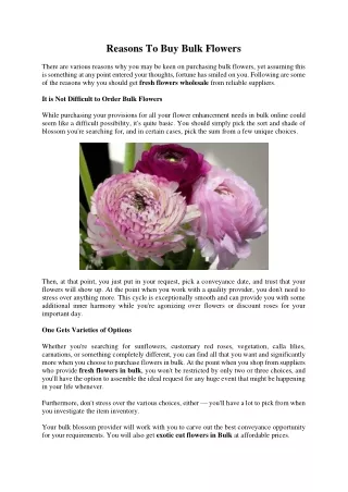 Reasons To Buy Bulk Flowers