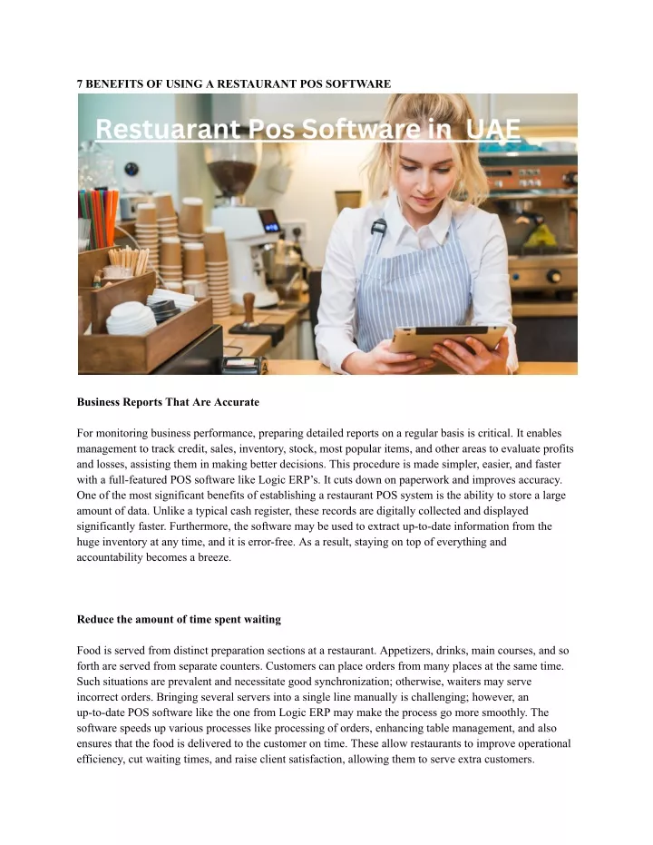 7 benefits of using a restaurant pos software